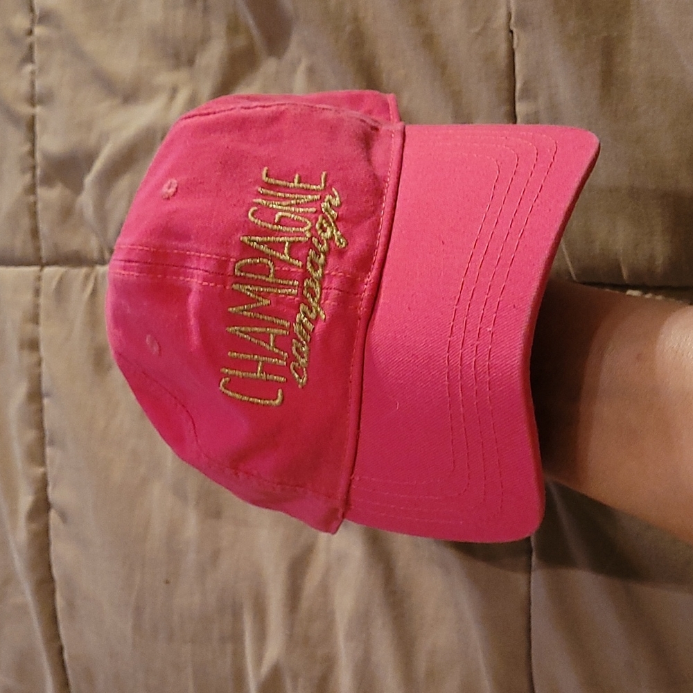 NWT NEW Champagne Campaign yacht Hamptons gold  fuchsia hot pink baseball hat